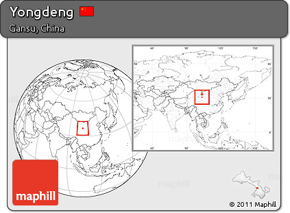 Blank Location Map of Yongdeng, within the entire country