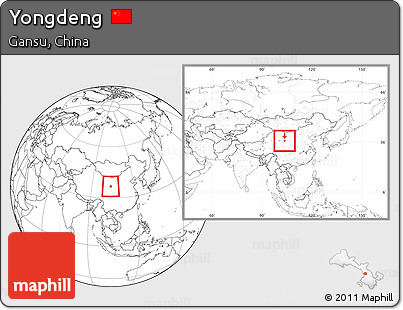 Blank Location Map of Yongdeng, within the entire country
