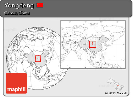 Blank Location Map of Yongdeng, highlighted country, within the entire country