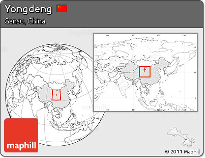 Blank Location Map of Yongdeng, highlighted country, within the entire country