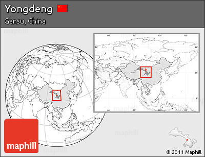 Blank Location Map of Yongdeng, highlighted country, highlighted parent region, within the entire country