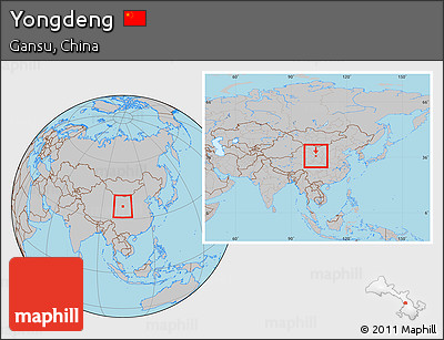 Gray Location Map of Yongdeng, within the entire country