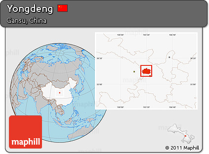 Gray Location Map of Yongdeng, highlighted country