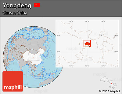 Gray Location Map of Yongdeng, highlighted country