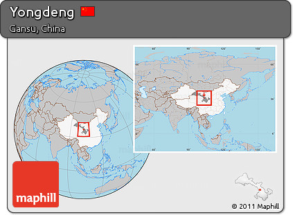 Gray Location Map of Yongdeng, highlighted country, highlighted parent region, within the entire country