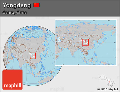 Gray Location Map of Yongdeng, highlighted parent region, within the entire country