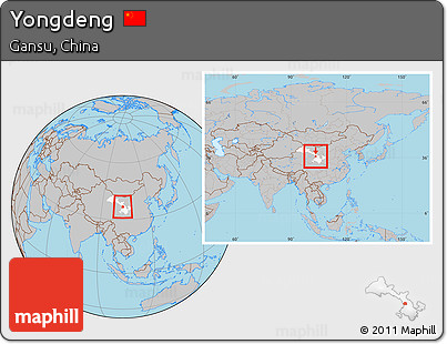 Gray Location Map of Yongdeng, highlighted parent region, within the entire country