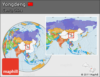 Political Location Map of Yongdeng, highlighted country, highlighted parent region, within the entire country