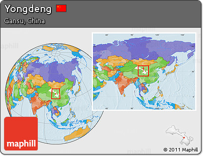 Political Location Map of Yongdeng, highlighted parent region, within the entire country
