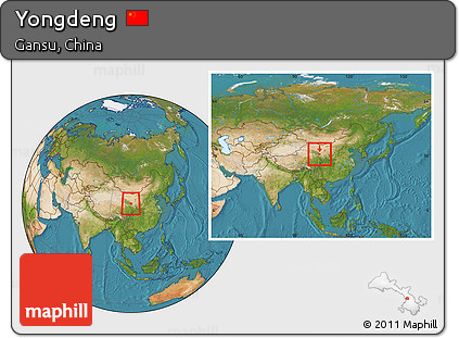 Satellite Location Map of Yongdeng, within the entire country