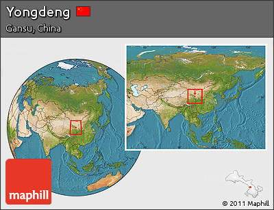 Satellite Location Map of Yongdeng, within the entire country