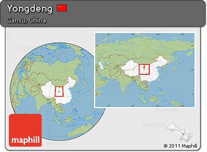 Savanna Style Location Map of Yongdeng, highlighted country, within the entire country