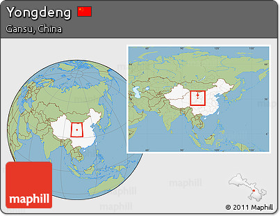 Savanna Style Location Map of Yongdeng, highlighted country, within the entire country