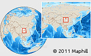 Shaded Relief Location Map of Yongdeng, highlighted parent region, within the entire country
