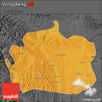 Political Map of Yongdeng, darken, desaturated