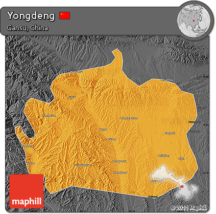 Political Map of Yongdeng, darken, desaturated