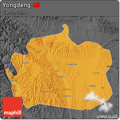 Political Map of Yongdeng, darken, desaturated