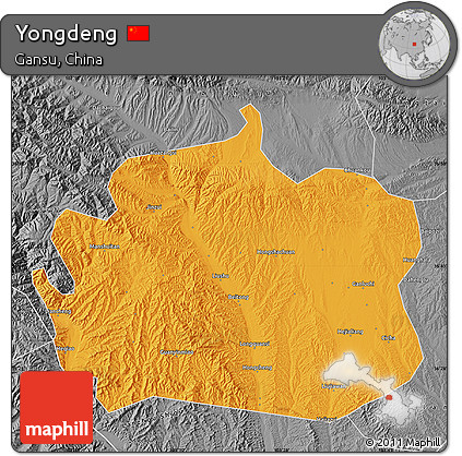 Political Map of Yongdeng, desaturated