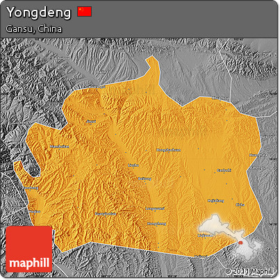 Political Map of Yongdeng, desaturated