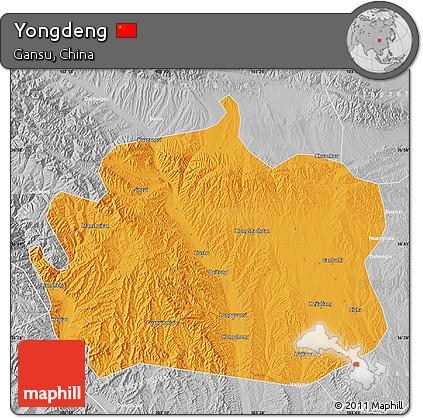 Political Map of Yongdeng, lighten, desaturated
