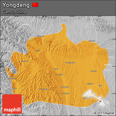 Political Map of Yongdeng, lighten, desaturated