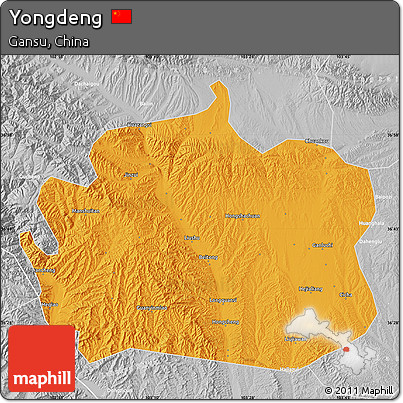 Political Map of Yongdeng, lighten, desaturated