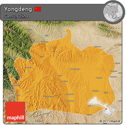 Political Map of Yongdeng, satellite outside