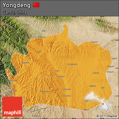 Political Map of Yongdeng, satellite outside