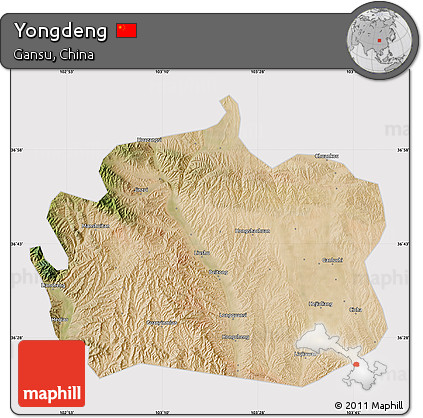 Satellite Map of Yongdeng, cropped outside