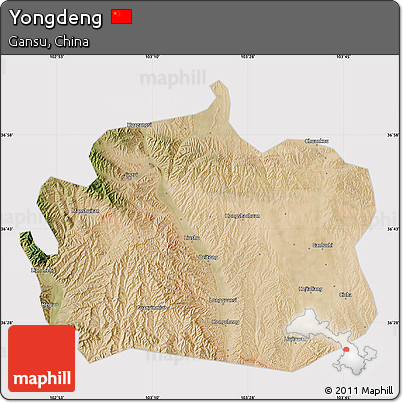 Satellite Map of Yongdeng, cropped outside