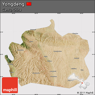 Satellite Map of Yongdeng, cropped outside