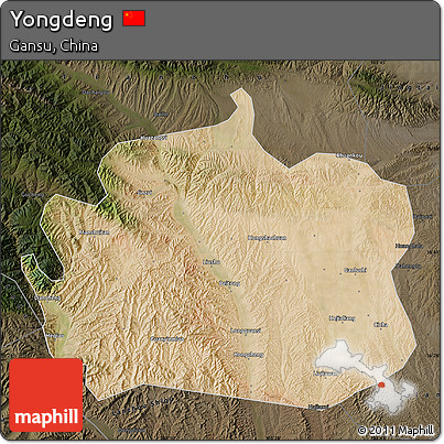 Satellite Map of Yongdeng, darken
