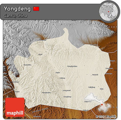 Shaded Relief Map of Yongdeng, physical outside