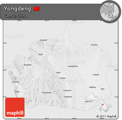 Silver Style Map of Yongdeng, single color outside