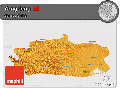 Political Panoramic Map of Yongdeng, cropped outside