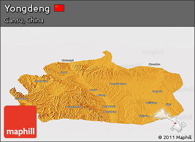 Political Panoramic Map of Yongdeng, cropped outside