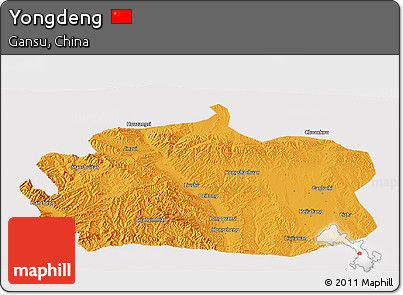 Political Panoramic Map of Yongdeng, cropped outside