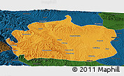 Political Panoramic Map of Yongdeng, darken