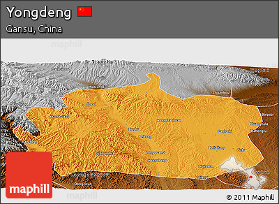 Political Panoramic Map of Yongdeng, physical outside