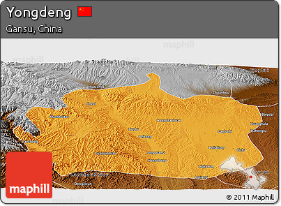 Political Panoramic Map of Yongdeng, physical outside