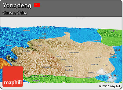 Satellite Panoramic Map of Yongdeng, political outside