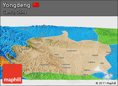 Satellite Panoramic Map of Yongdeng, political outside