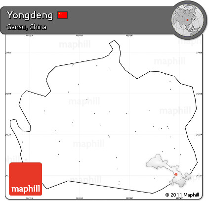 Blank Simple Map of Yongdeng, cropped outside, no labels