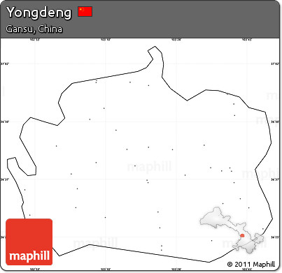 Blank Simple Map of Yongdeng, cropped outside, no labels