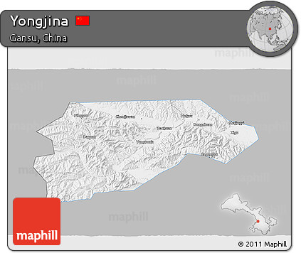 Gray 3D Map of Yongjina, single color outside