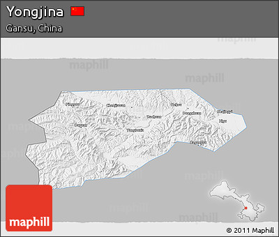 Gray 3D Map of Yongjina, single color outside