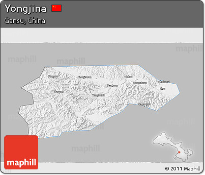 Gray 3D Map of Yongjina, single color outside