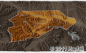 Physical 3D Map of Yongjina, darken, semi-desaturated
