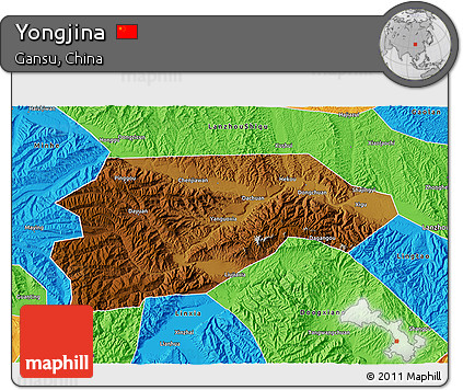 Physical 3D Map of Yongjina, political outside