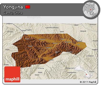 Physical 3D Map of Yongjina, shaded relief outside